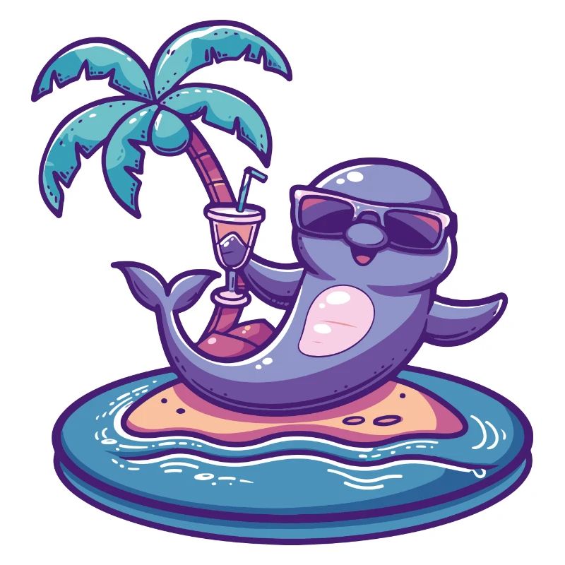 Delfin Sommer Strand Comic