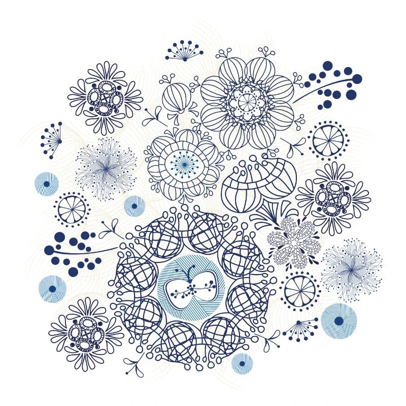 Abstract fireworks pattern in blue and gold
