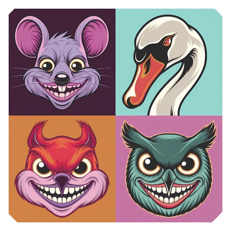 Pop-art Schwan Maus Eichhörnchen Eule Smile