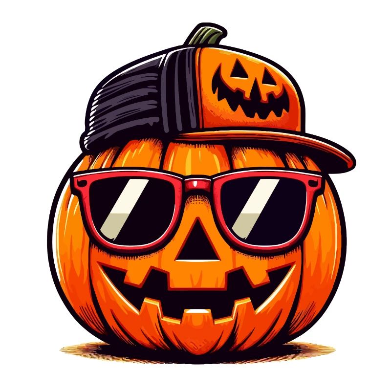 Cool Halloween Pumpkin with Cap