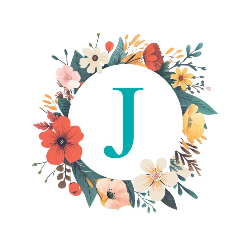 J Monogram, Couronne de fleurs, Personnalisable