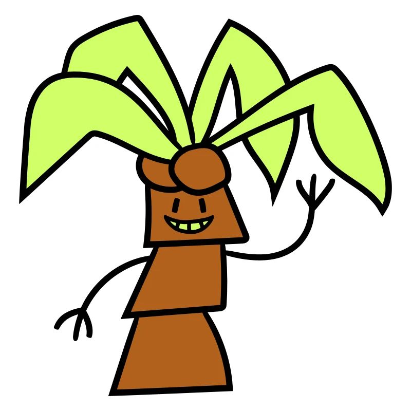 Funny Cute Palm Tree Waving Happy Face Comic