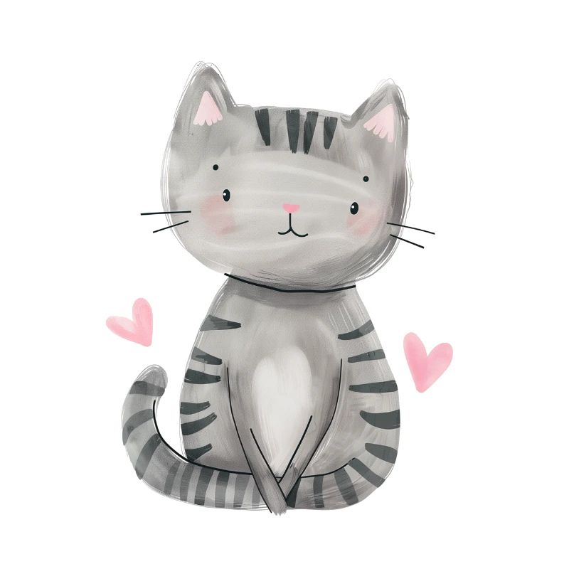 chat mignon, cadeau chat gris, dessin de chat