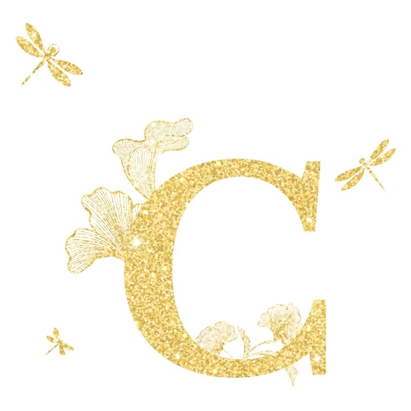Buchstabe c Glitzer Gold Libelle - Geschenkidee