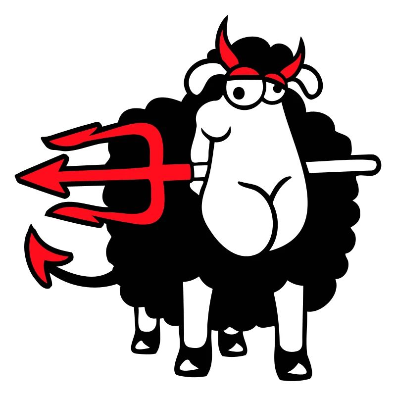 Mouton Diable Satan Enfer Mal Trident Cornes Cool