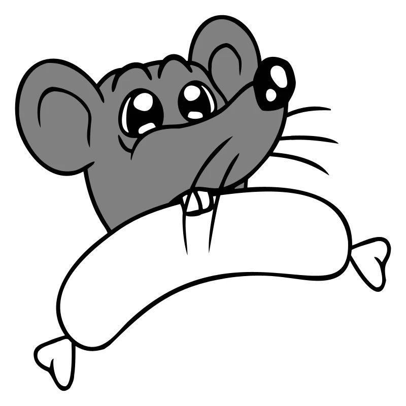 Mouse big sausage eating hunger sausage grilling