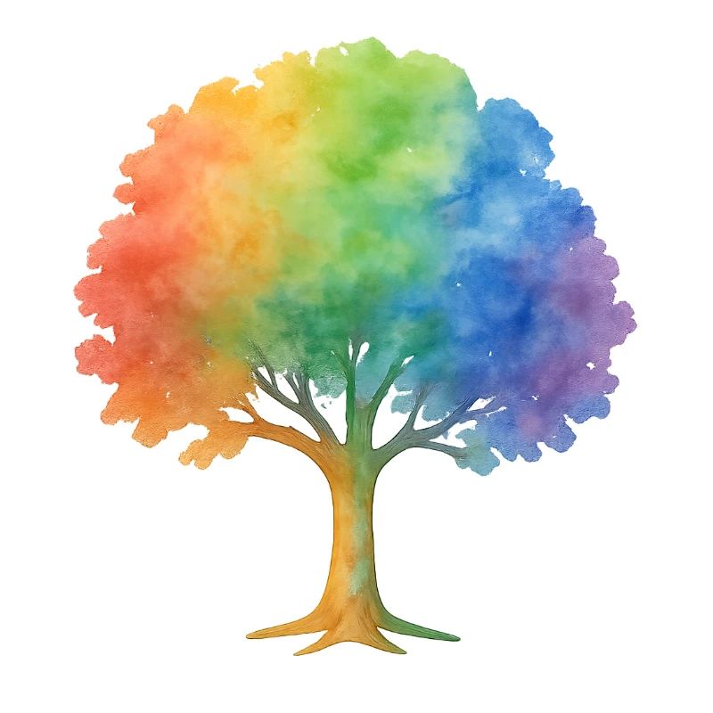 Rainbow Tree – Bunter Aquarell-Baum voller Leben u