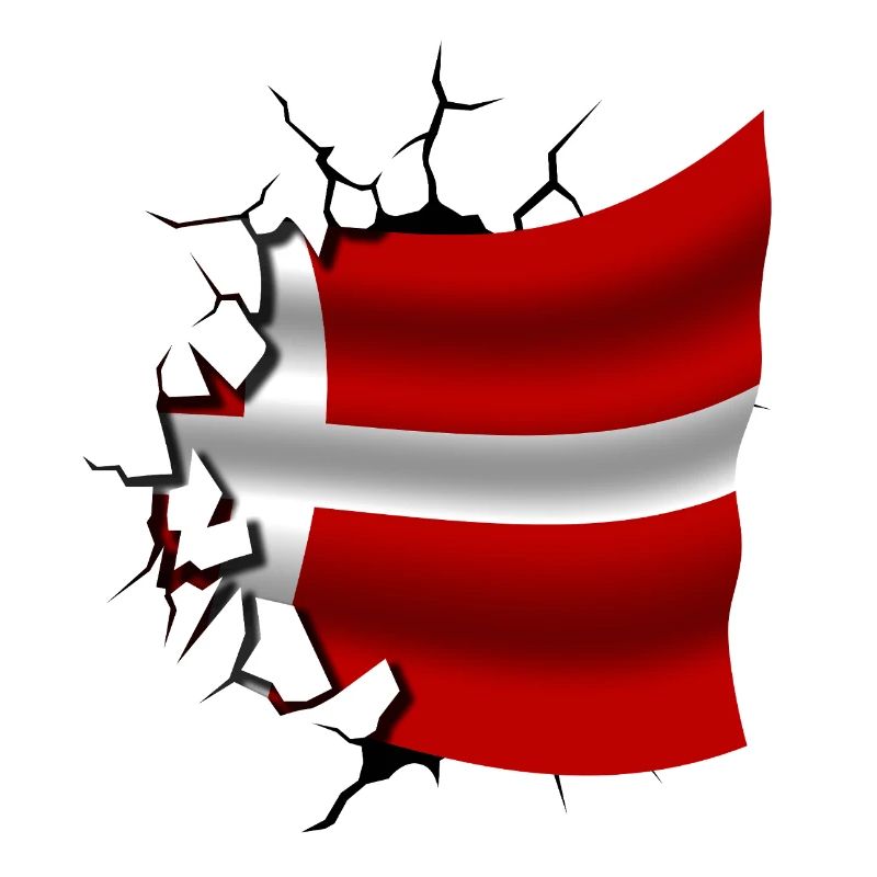 Drapeau du Danemark - Danemark - Drapeau cassé