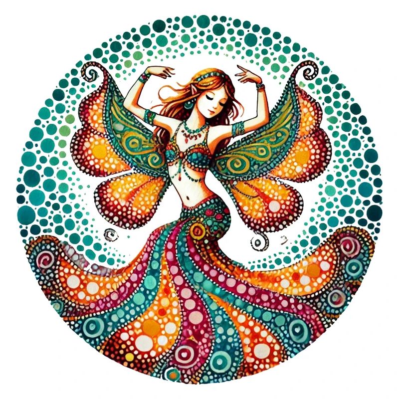 Vibrant Butterfly Belly Dancer