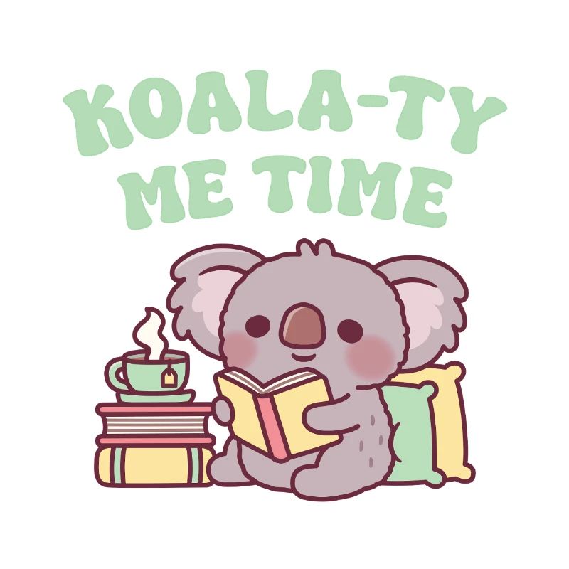 Cute Koala Reading A Book Koala-ty Me Time Pun
