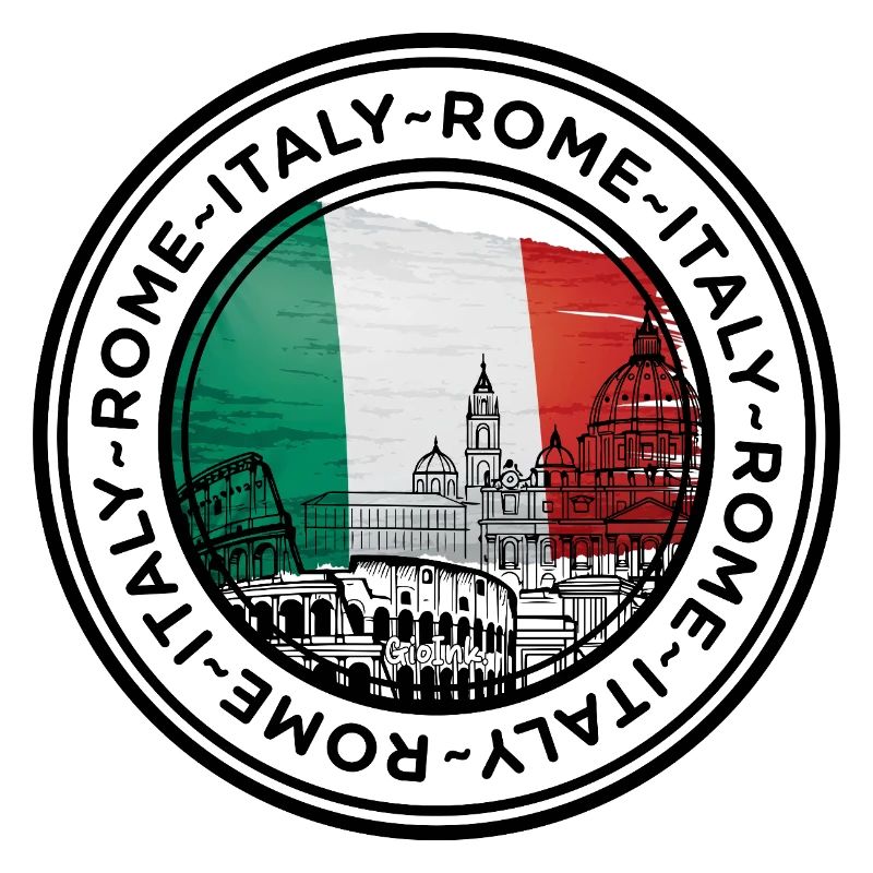 Silhouette de point de repère de l’Italie avec des couleurs de drapeau