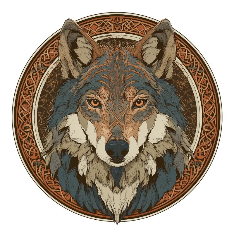 Legendary wolf with Celtic pattern
