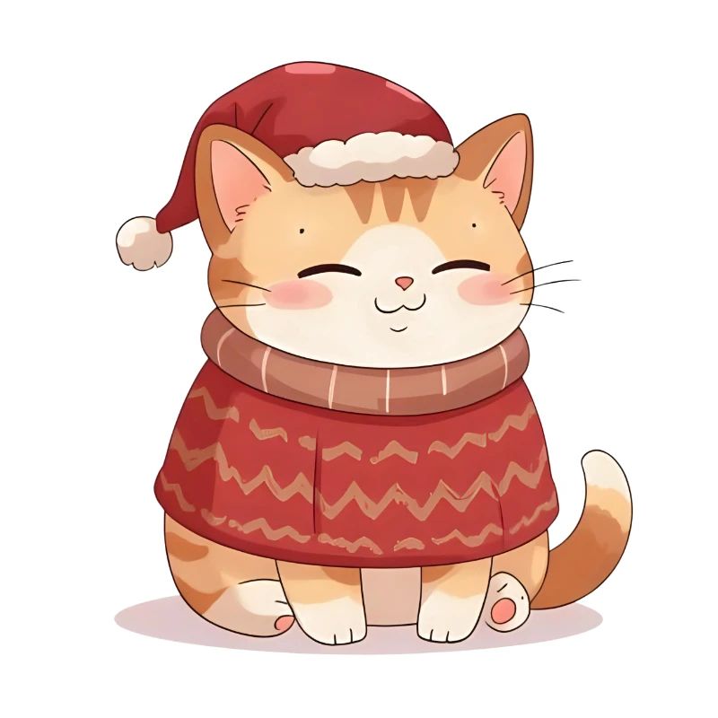 Chat Anime En Pull De Noël - Noël