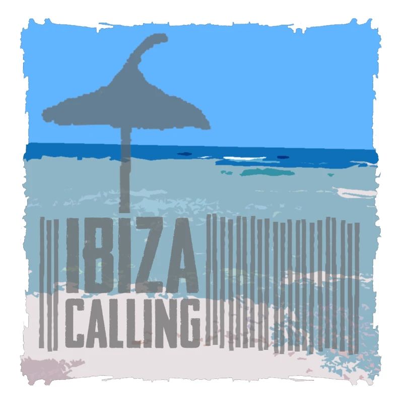 Ibiza beach setting with umbrella