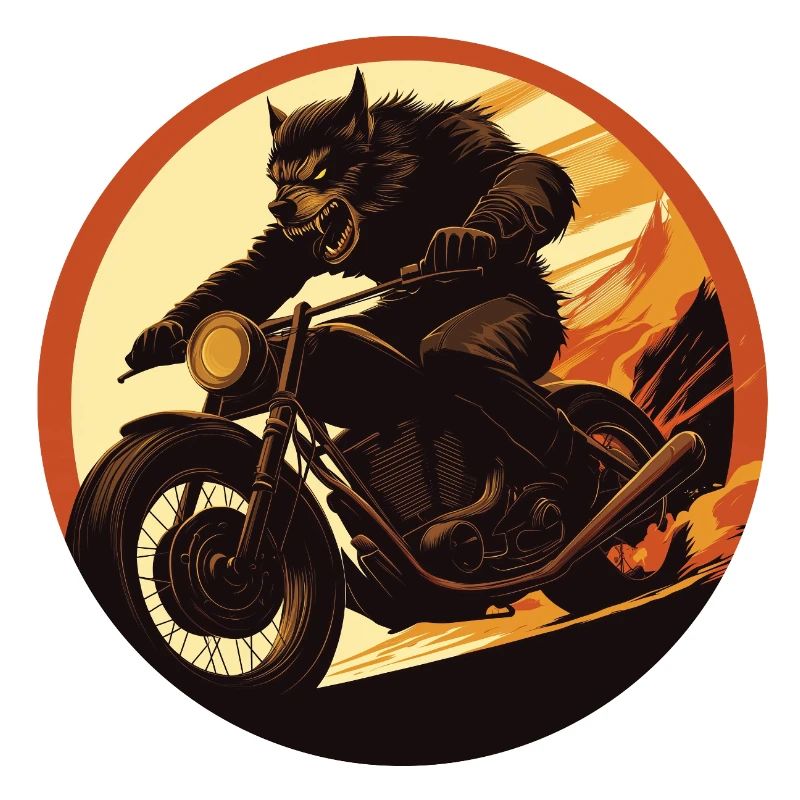 Werewolf Motorcycle Flame Circle