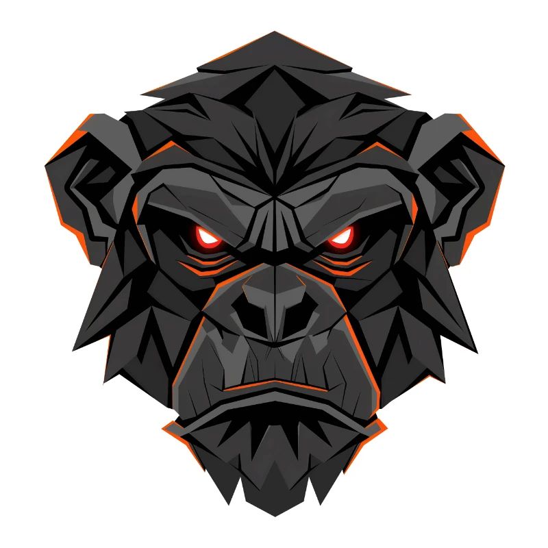 Neon Gorilla Lowpoly Face