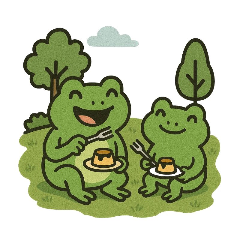 Eating pudding with a fork - frogs