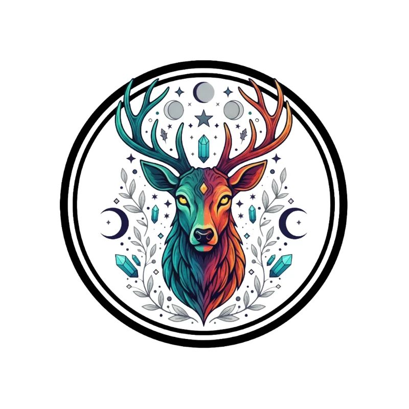 Rainbow Deer Crystal Moon