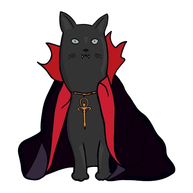 Mitternachts-Vampirkatze mit Umhang