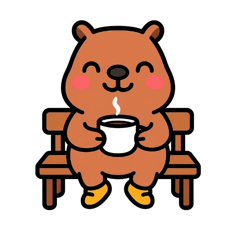 Capybara auf einer Kaffeebank