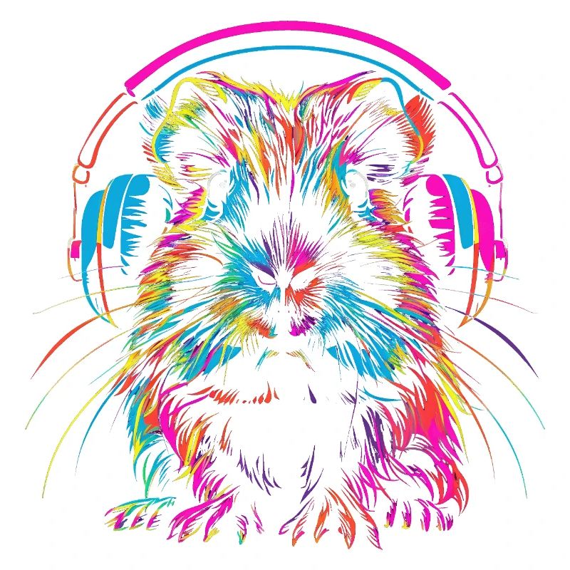 Cochon d’Inde néon avec casque