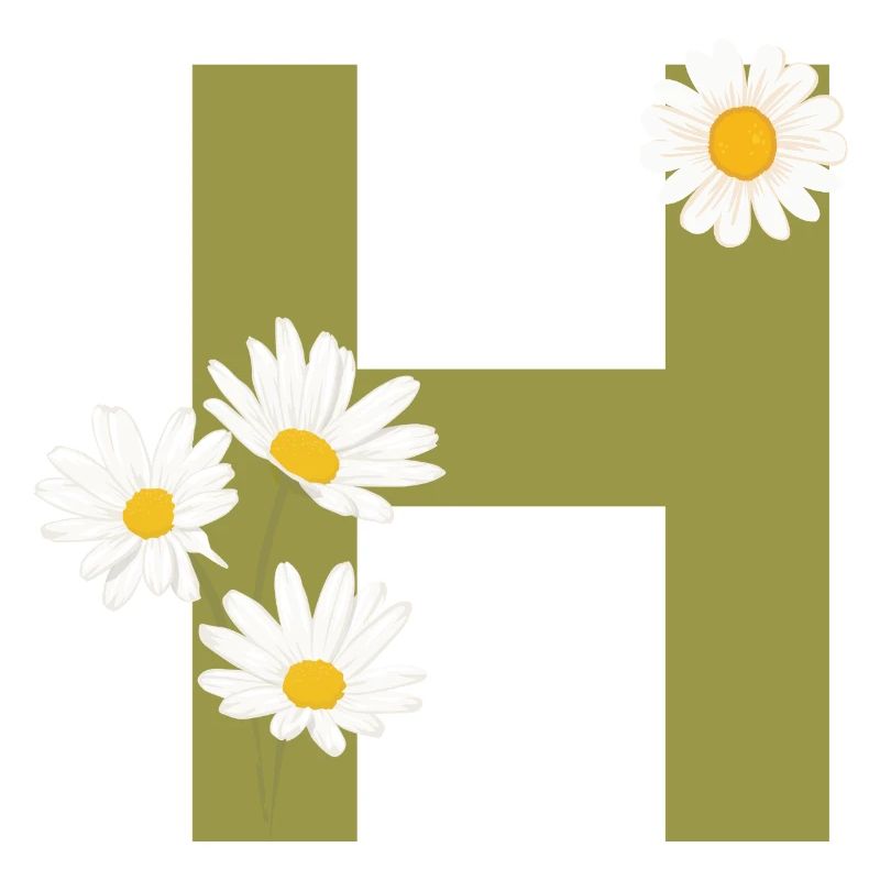 Buchstabe h grüne Gänseblümchen