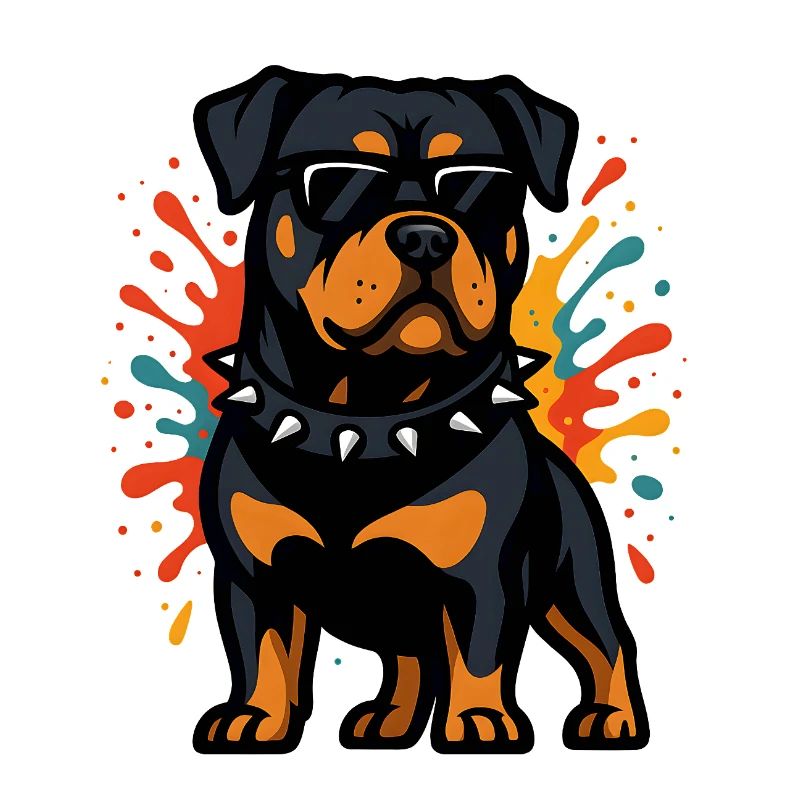 Rottweiler Hund mit Farbexplosion
