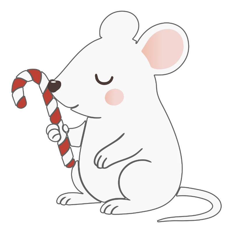 Souris mignonne avec une canne d’orge – Dessin animé mignon
