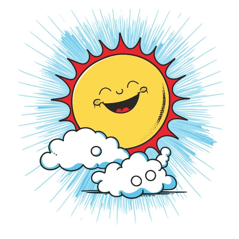 Smiling sun above clouds
