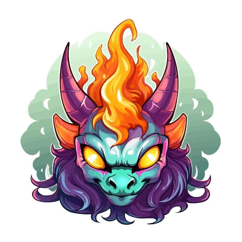 Flame Head Demon Face