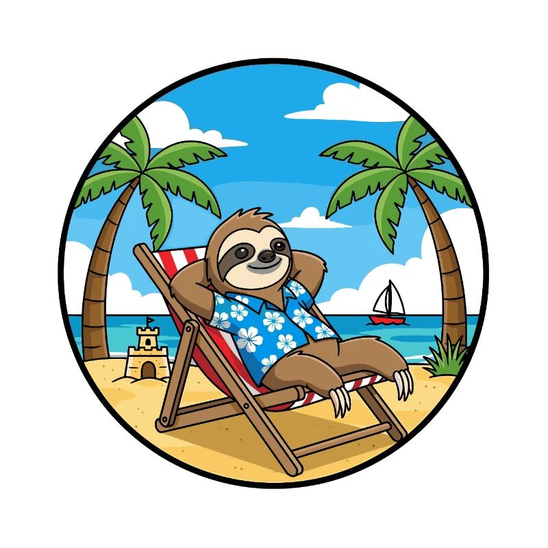 Cool Sloth Beach Vacation Summer Vibes