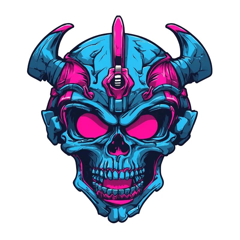 Neon Dämonenschädel