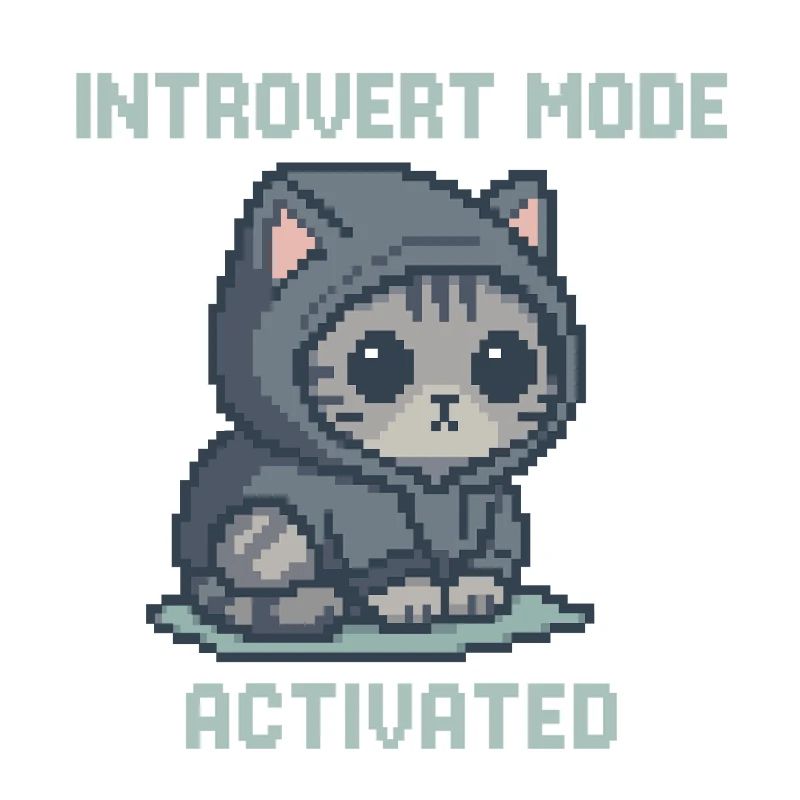 Mode Introverti – Chat à capuche dans le style Pixel