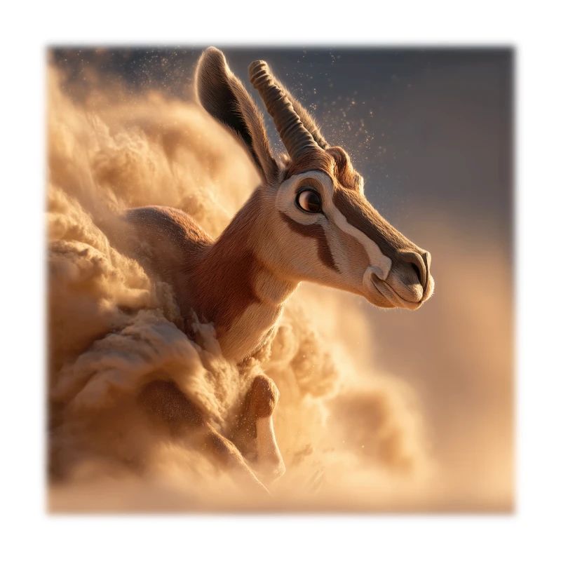 Antilope dans une tempête de sable – Vitesse et instinct