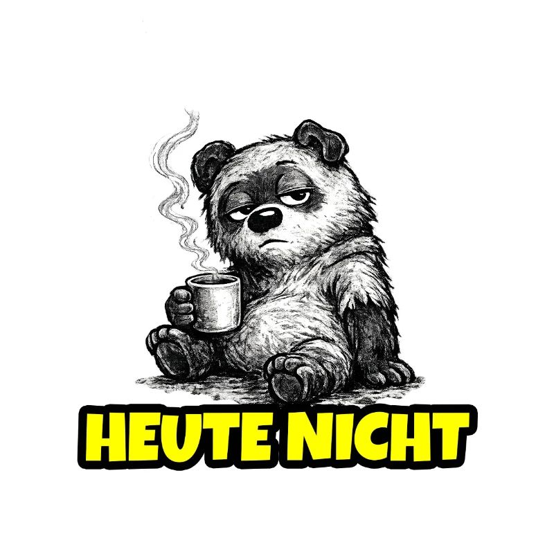 Not Today – Grumpy Bear with Coffee (Sketch)