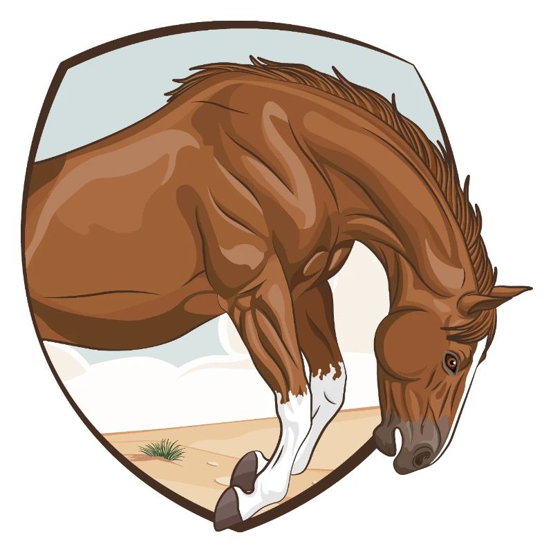 Ein Pferd, das in ein Feld springt