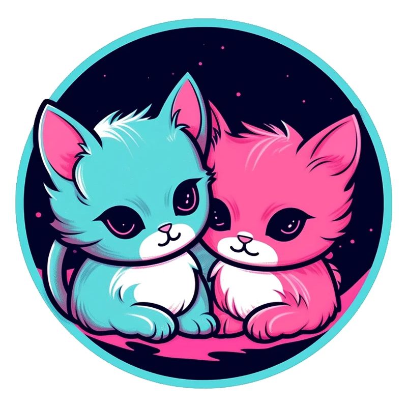 Duo de chatons néon