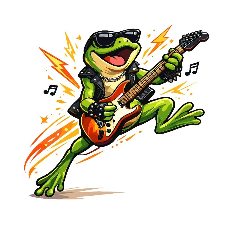 Frosch-Rocker mit E-Gitarre