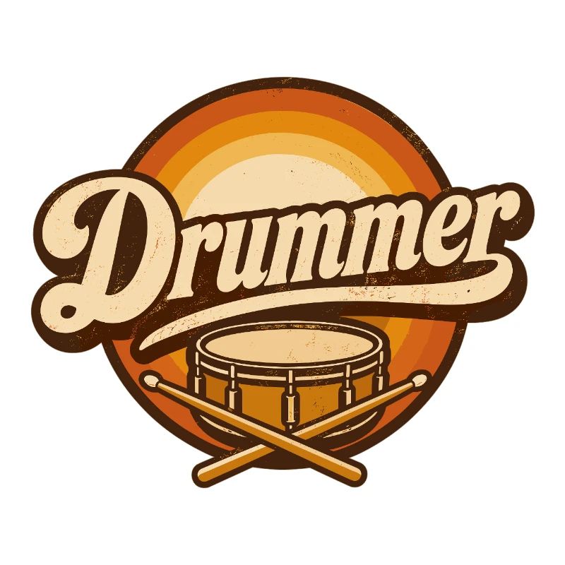 Drummer Retro Logo with Drum