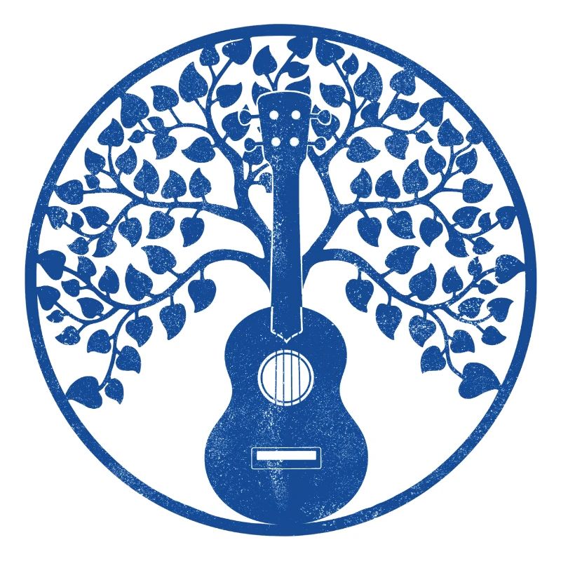Ukulele tree mandala blue