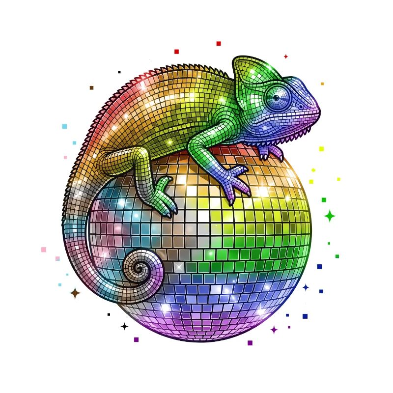 Chameleon on Globo Disco Progress Flag LGBT