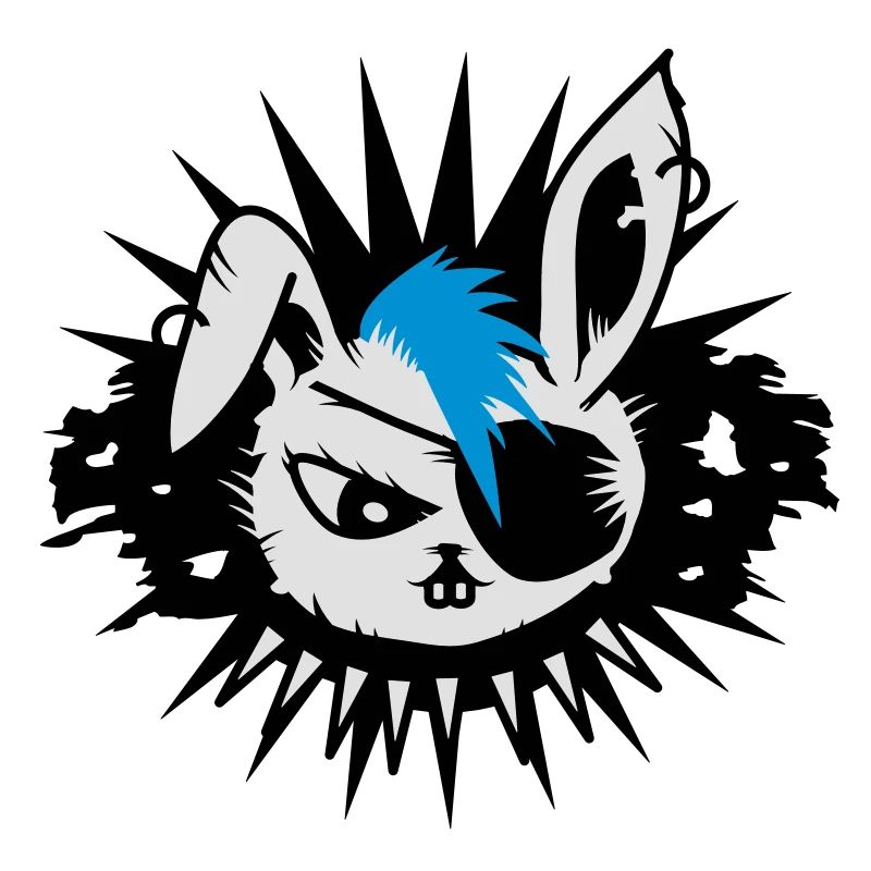 rabbit with an eye patch and a mohawk