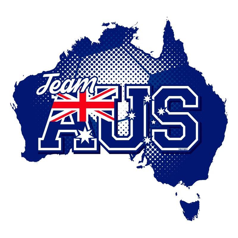 Team AUS map Australia with ball pattern