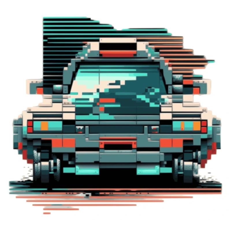 Front von einem Auto im pixeligen 8 Bit Stil