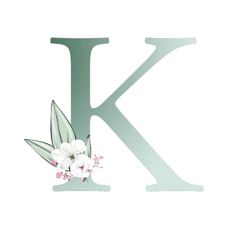 K Monogram, Floral, Personalizable