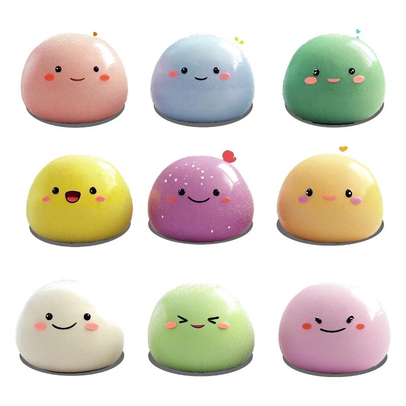 Collage de mochis colorés de 9