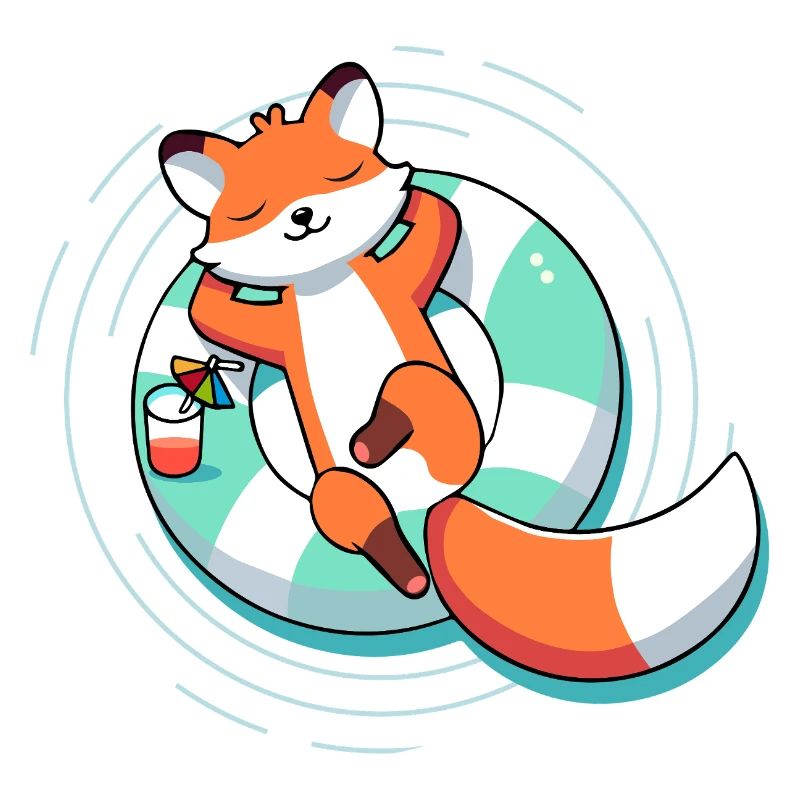 Relaxed fox in the pool – summer & lightness