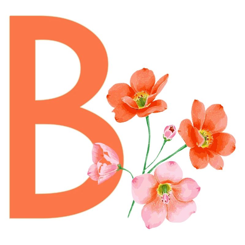 B avec des fleurs