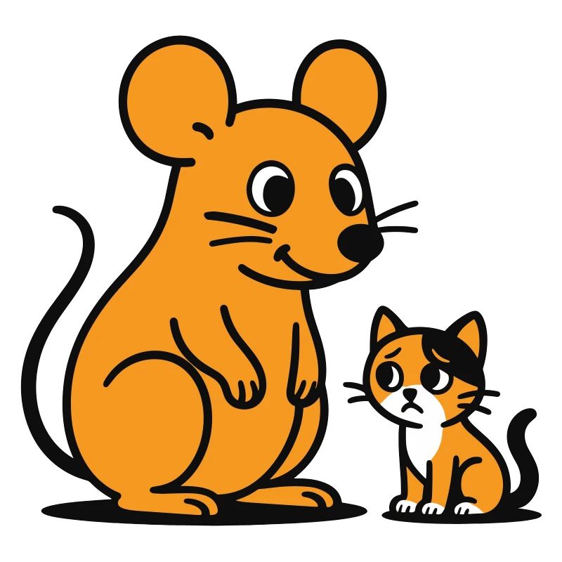 Cuddly Mouse and Kitten Duo