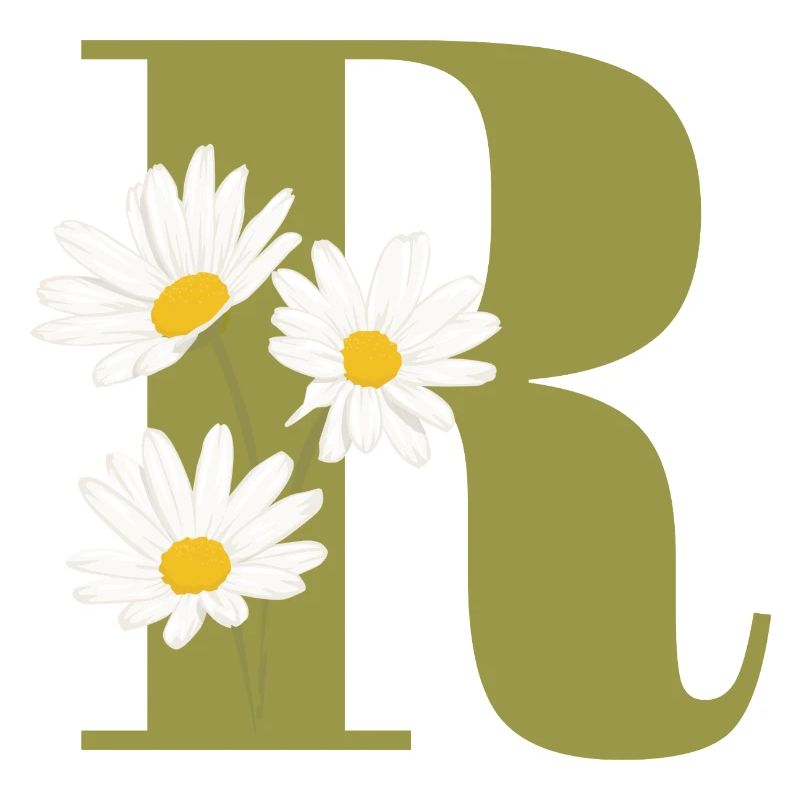 Buchstabe r grüne Gänseblümchen